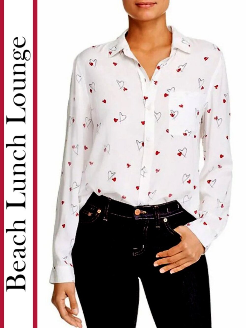 BeachLunchLounge | Romantic Hearts Printed Button Front Shirt